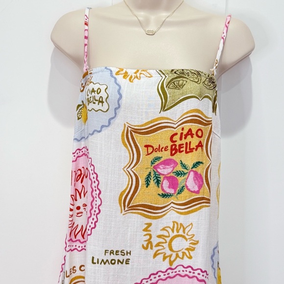 Paper Heart Les Citrons Maxi Dress Linen Coastal Chic Amalfi Euro Summer Large - Picture 6 of 10